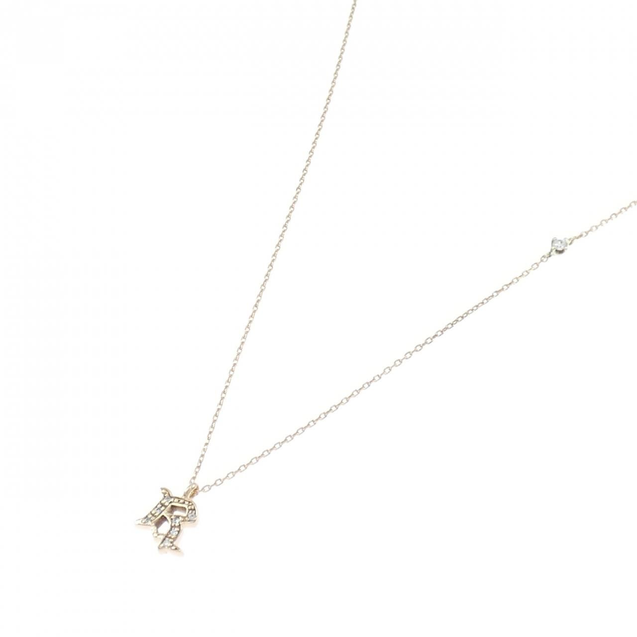 K10PG K10WG イニシャルR キュービック ネックレス