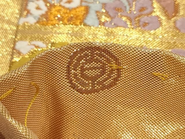 平和屋着物▽佐賀錦 六通柄袋帯 唐織 桐鳳凰文 金糸 正絹 逸品