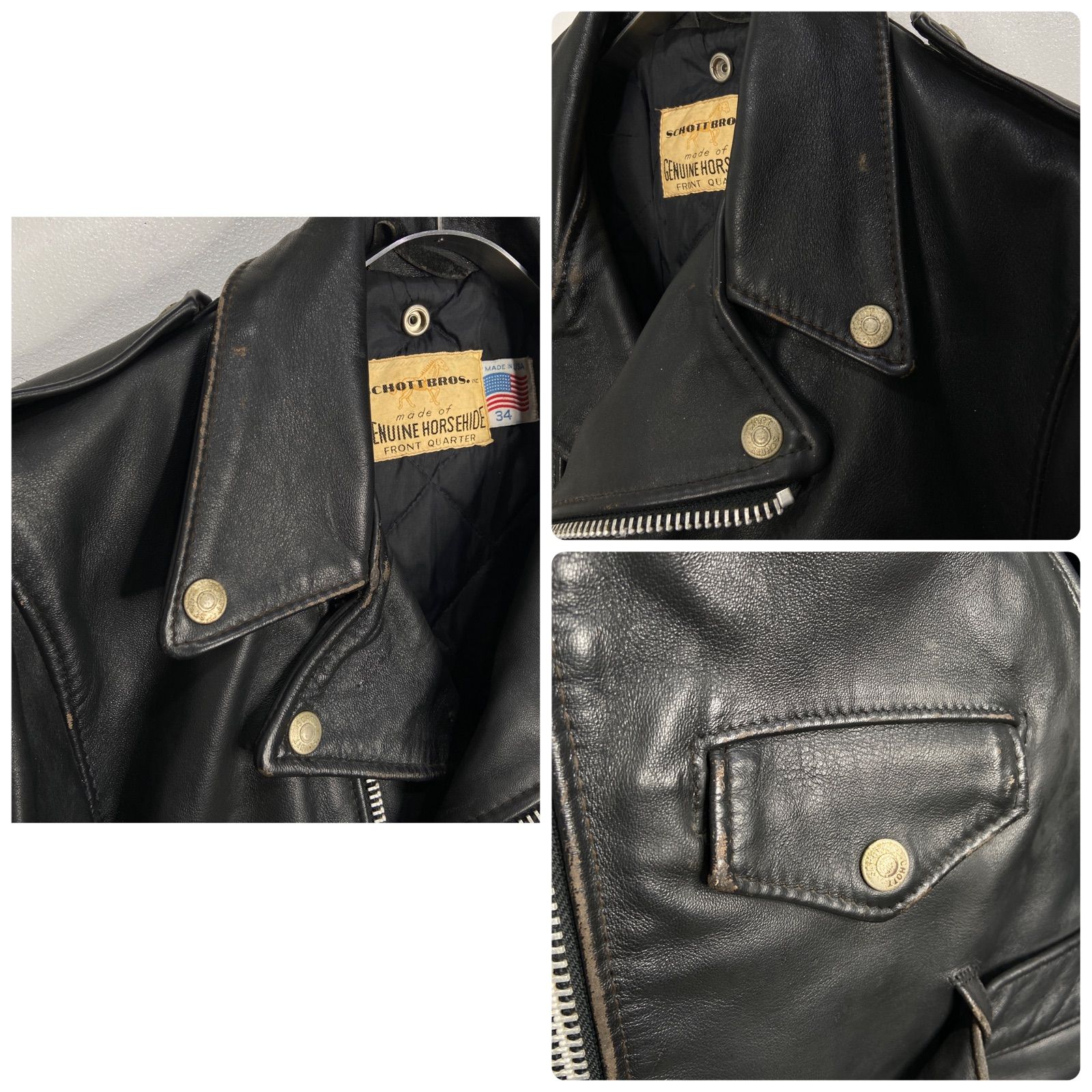 SCHOTT ショット　ホースハイド　ダブルライダース 34 レザージャケット Schott ショット ワンスター ダブルライダース レザージャケット