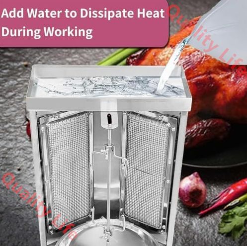 縦型グリラー 業務用 バーベキューミートマシン縦型グリラー 自転式サラダチキンメーカー プロパンガスマシン 2バーナー付き 無煙 360°回転 二重制御独立スイッチ 容易な温度制御 ケバブマシン ロースト用 ローストチキン WWW_SKLAD-KIRPICHA_RU