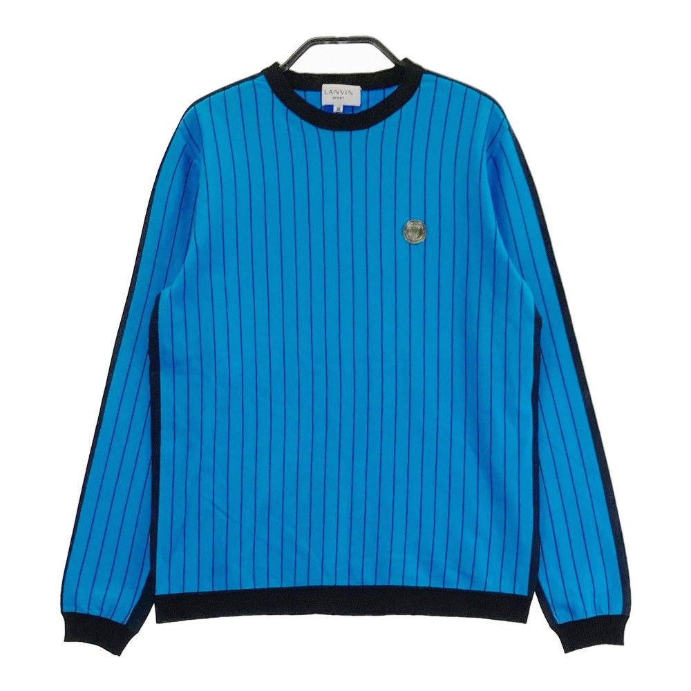 サイズ：38 LANVIN SPORT ランバン スポール VLS4041A6N ジャガード 長袖ニットセーター ストライプ柄 ブルー系 [240101301280] ゴルフウェア レディース ストスト