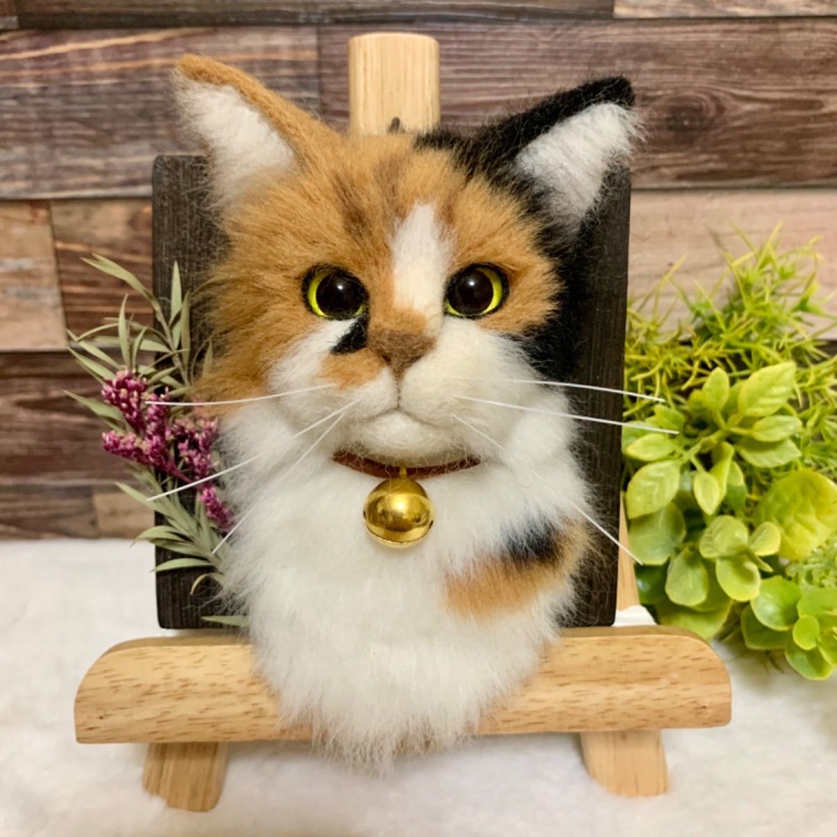 e-kinoko 羊毛フェルト インテリア雑貨 ディスプレイ 壁掛け 猫 120