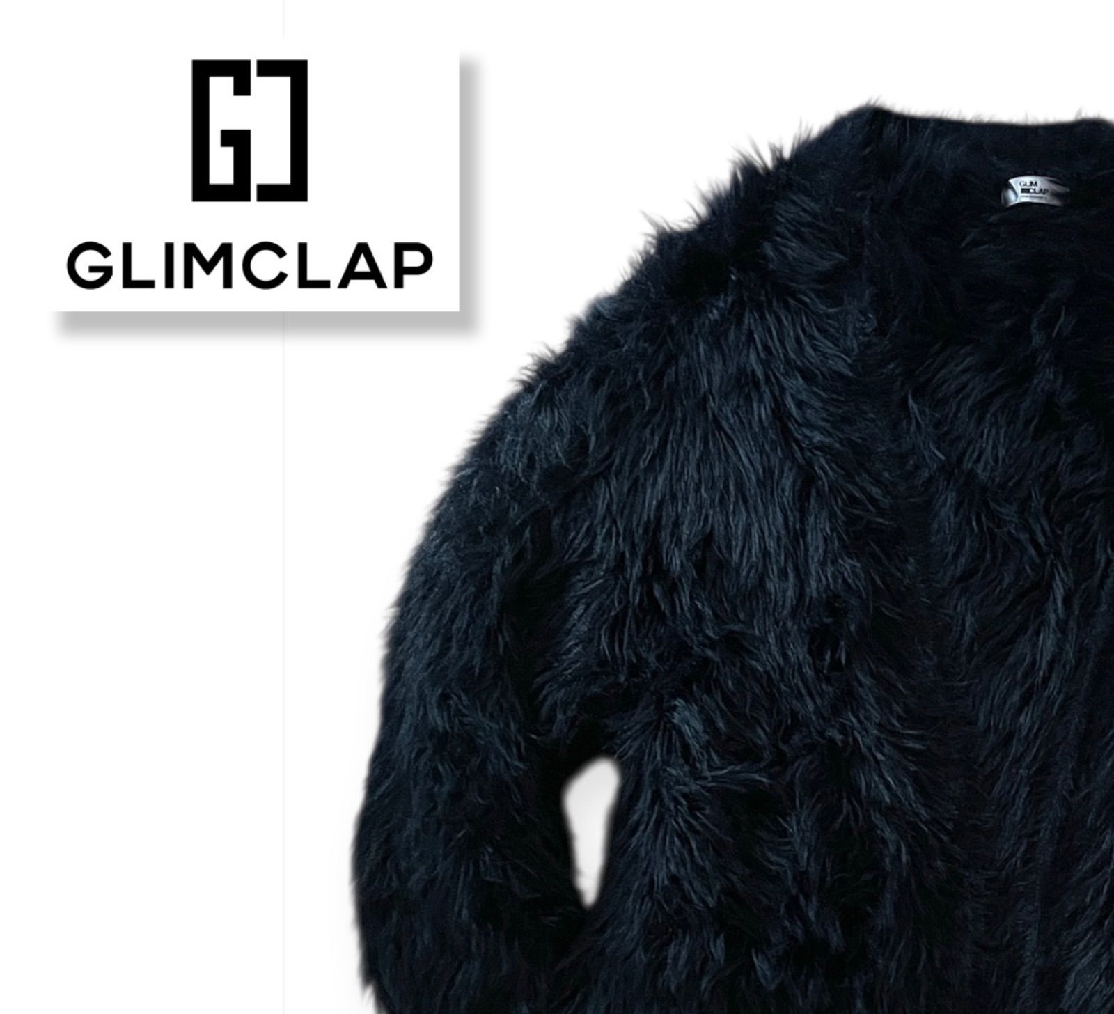 GLIM CLAP グリムクラップ フェイクファーカーディガン ブラック