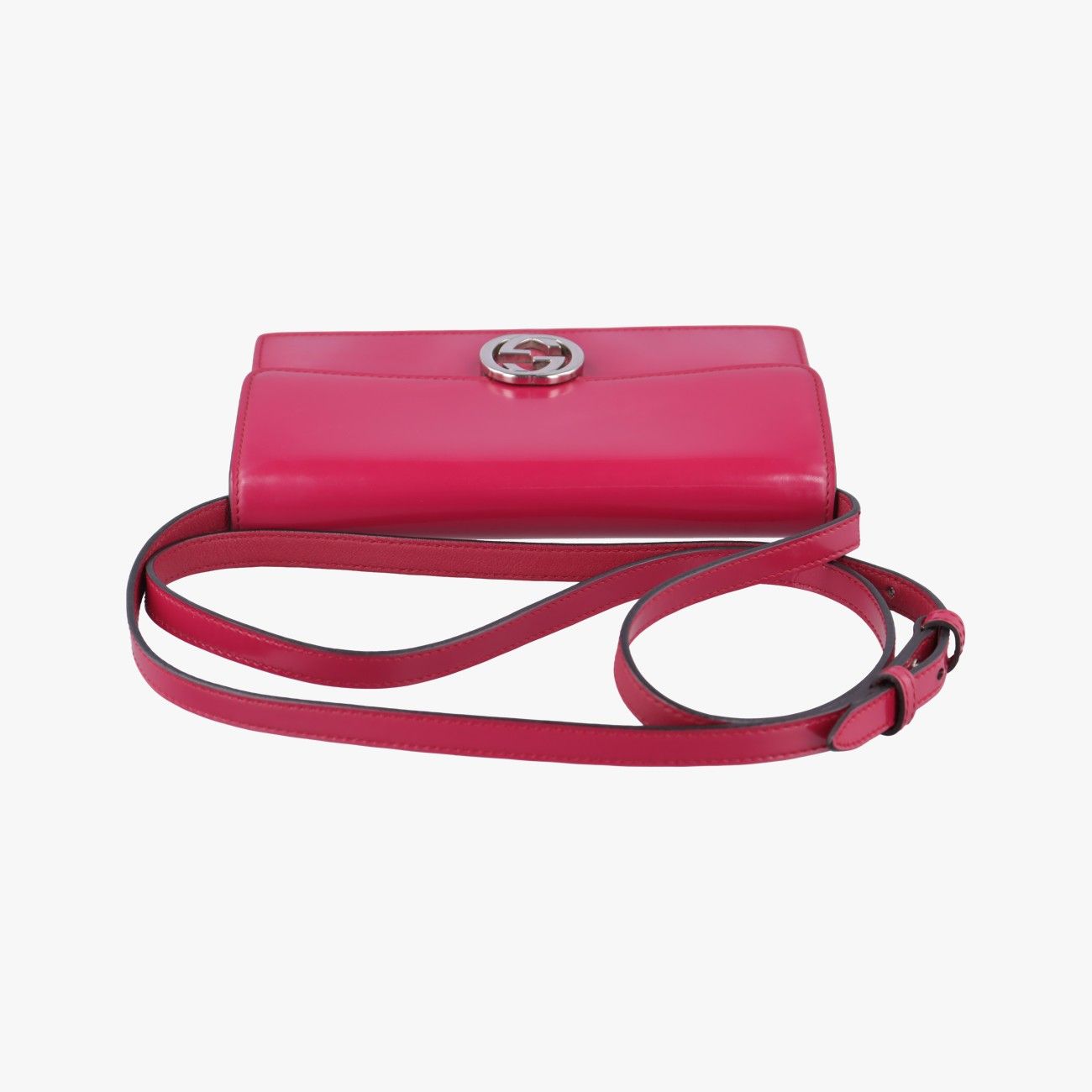 グッチGucciインターロッキングGローズ レッドエナメル革369664