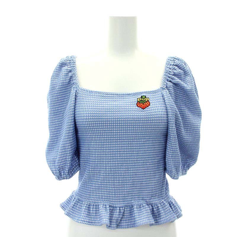 ヒステリックグラマー HYSTERIC GLAMOUR 24SS POP BERRY刺繍 プルオーバー カットソー F ブルー 白 ホワイト |SY OS