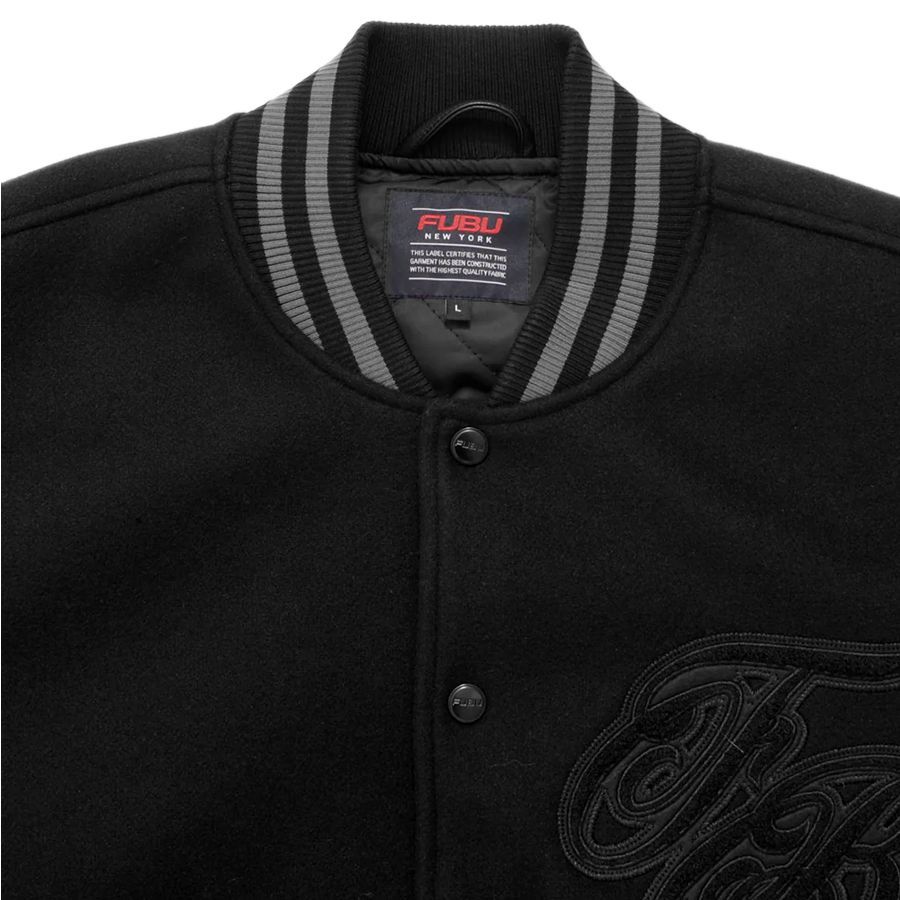 FUBU VARSITY JACKET【BLACK】(フブ メンズ 大きいサイズ スタジャン