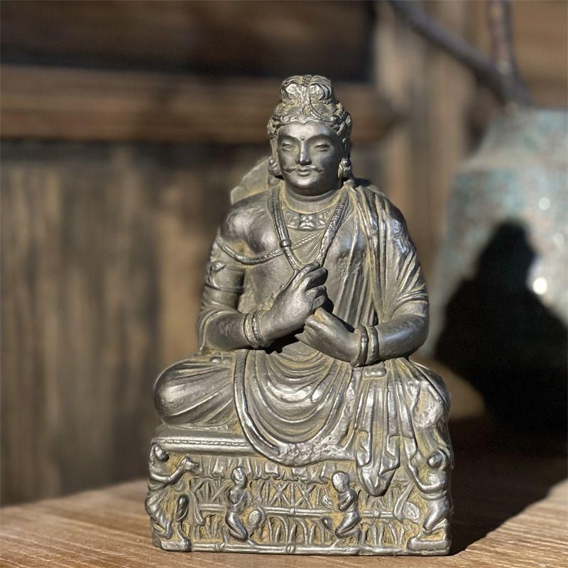 仏教美術 石像 石仏 弥勒菩薩坐像 彫刻 置物 開運 風水 - メルカリ