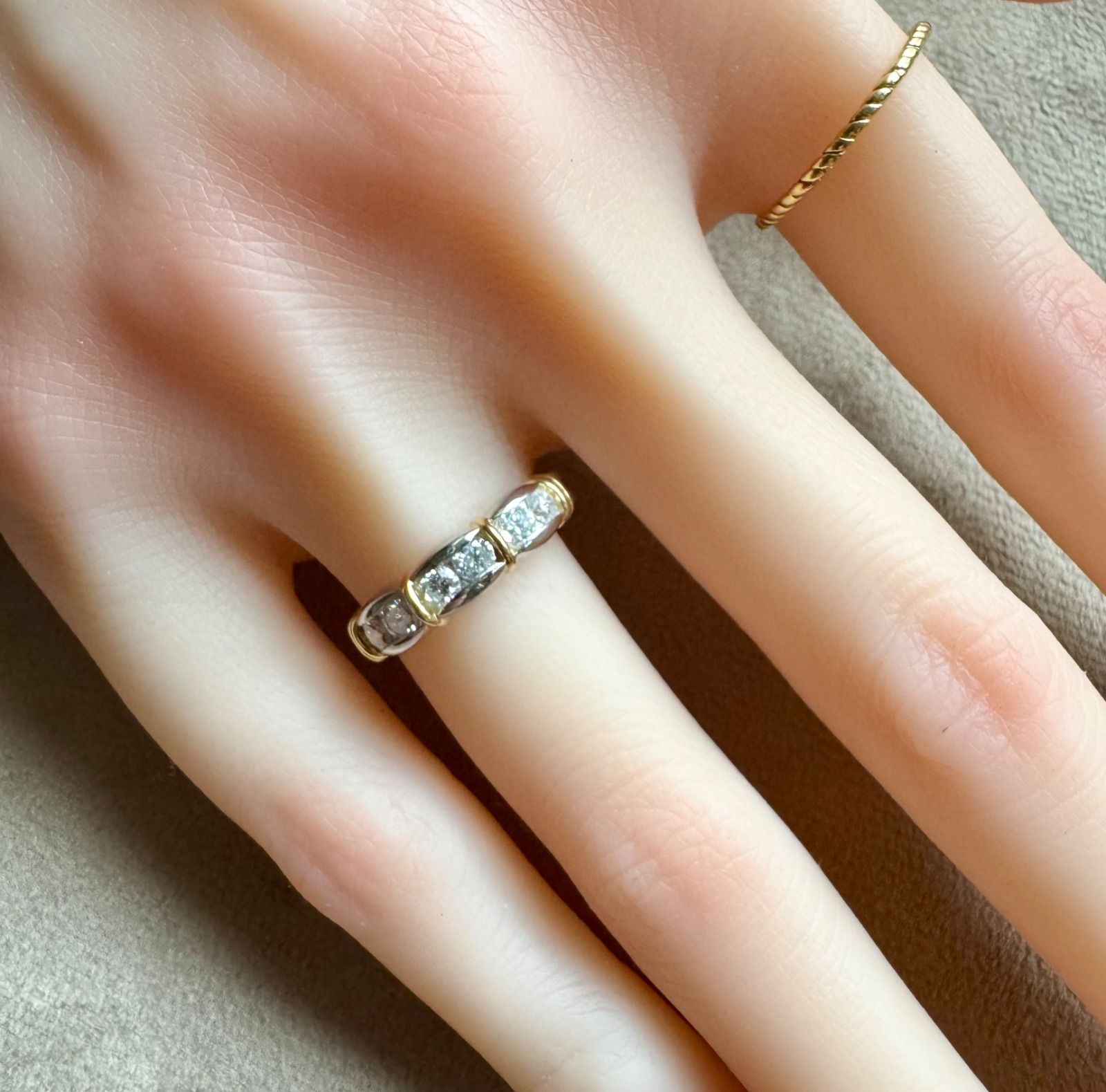 ジュエリーマキ◇Pt850/K18*12号*ダイヤモンドコンビリング*プラチナ  