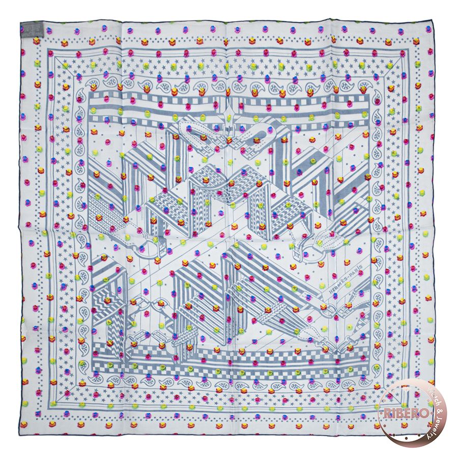 エルメス　ジャガード　サングル カシミヤマフラー 25×170 cm 《ジグザグのサングル》 - マロン