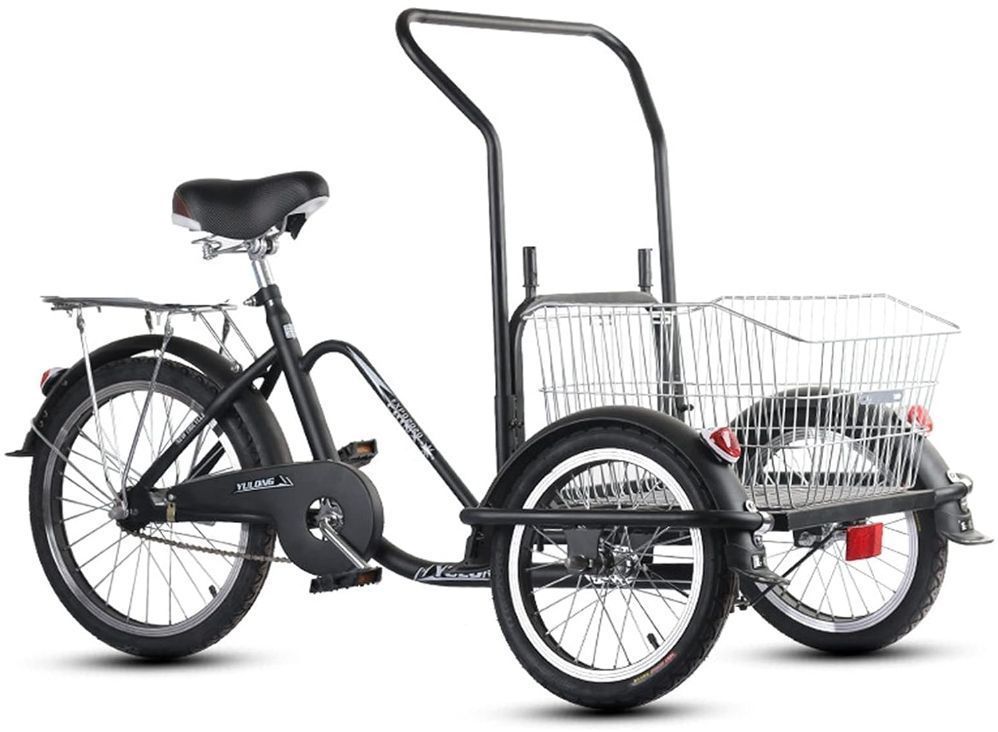 高品質 高齢の三輪車 大人用 3輪自転車 快適な自転車 調節 なハンドルバー 貨物バスケット付き ブラック 14