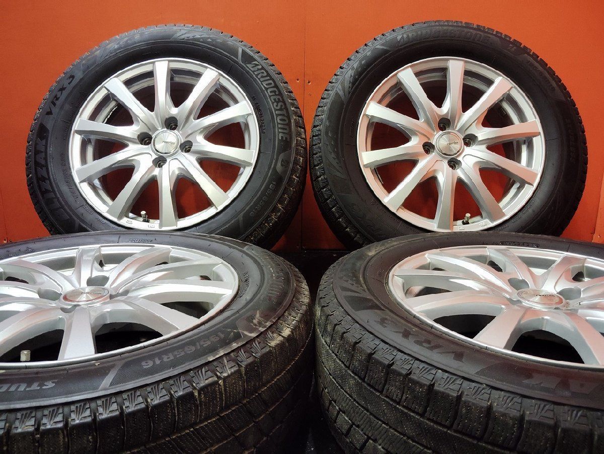【BS BLIZZAK VRX3 195/65R16】スタッドレス【Weds RAVRION 16インチ 6J4HPCD100+42】21年製 バリ溝 ライズ ロッキー等　(KTL400)