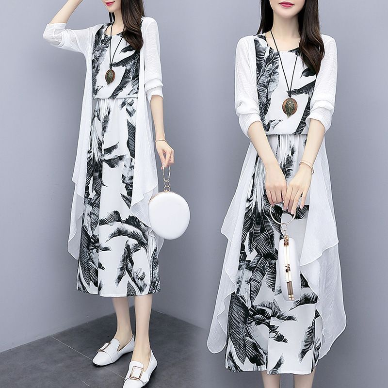 ワンピース レディース ファッション 20代 30代 40代 50代 女性 秋 夏服 春 柄プリントワンピース シフォン ミックスカラー フレアスリーブ 半袖 秋ワンピース レディース40代 50代 夏秋 長袖 ミモレ丈