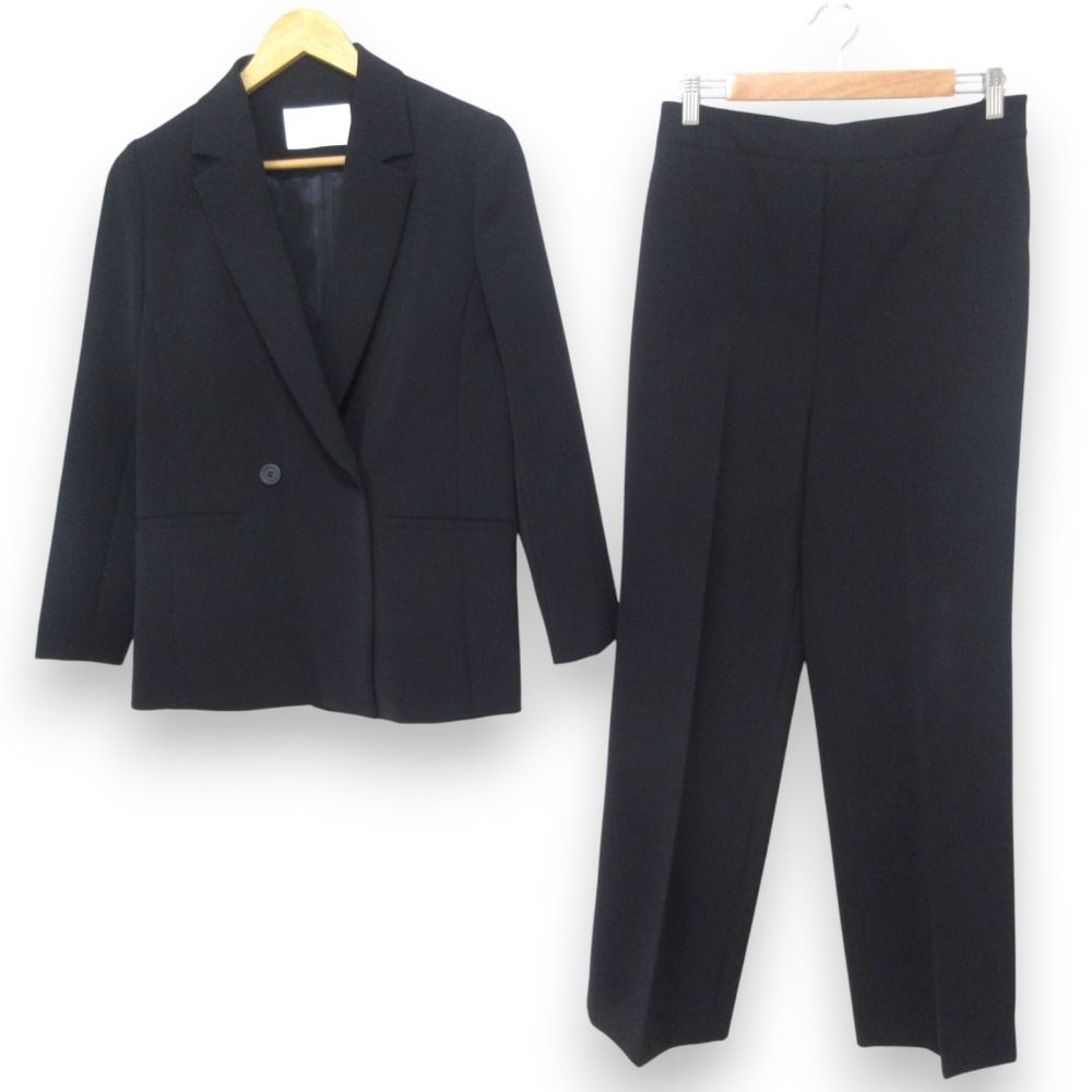 23SS Ballsey ボールジー ドライダブルクロス ダブルブレスト ジャケット パンツ スーツ セットアップ ダークネイビー レディース 古着