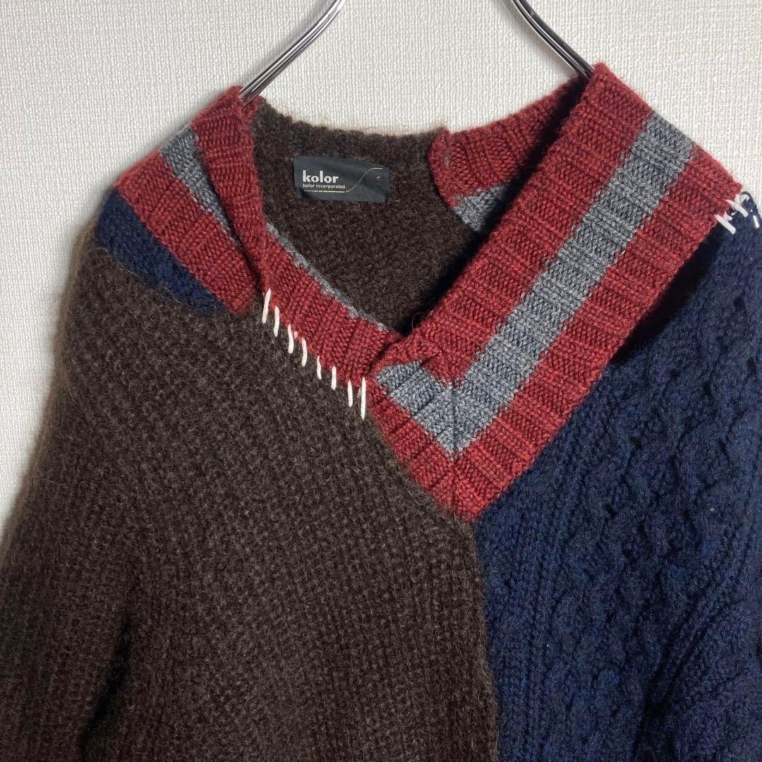 21aw kolor crazy knit カラー ドッキング ニット セーター kolor 21aw クレイジーパターン ドッキングニット サイズ3