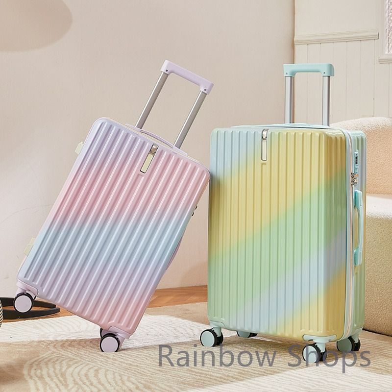 カラフルスーツケース 46L お洒落 ドリンクホルダー 多機能 レインボー 超軽量 耐摩耗性 22インチ カップホルダー 旅行 仕事 SNS映え インスタ映えgyt66