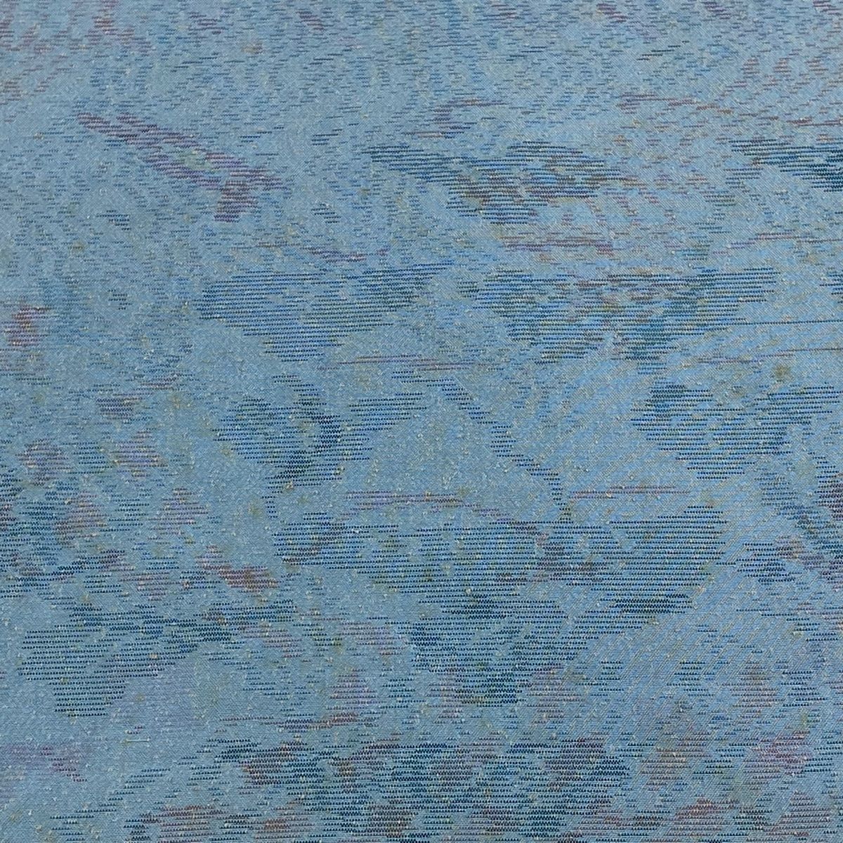 反物 秀品 紬 松 幾何学模様 水色 正絹