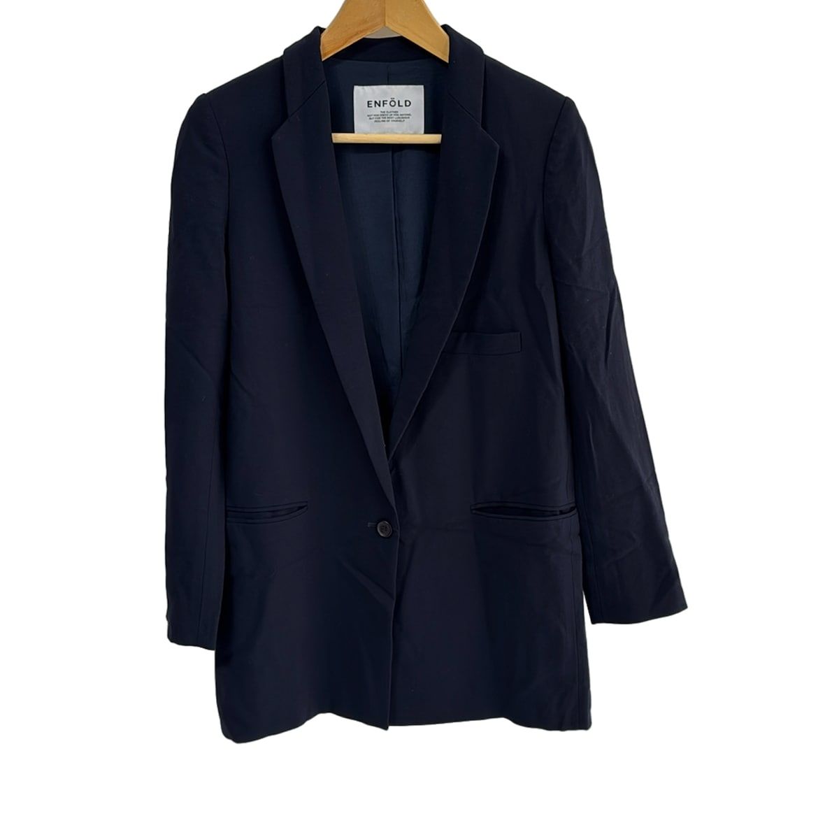 ENFOLD エンフォルド ジャケット サイズ38 M レディース - ネイビー 長袖 フリル 秋 冬