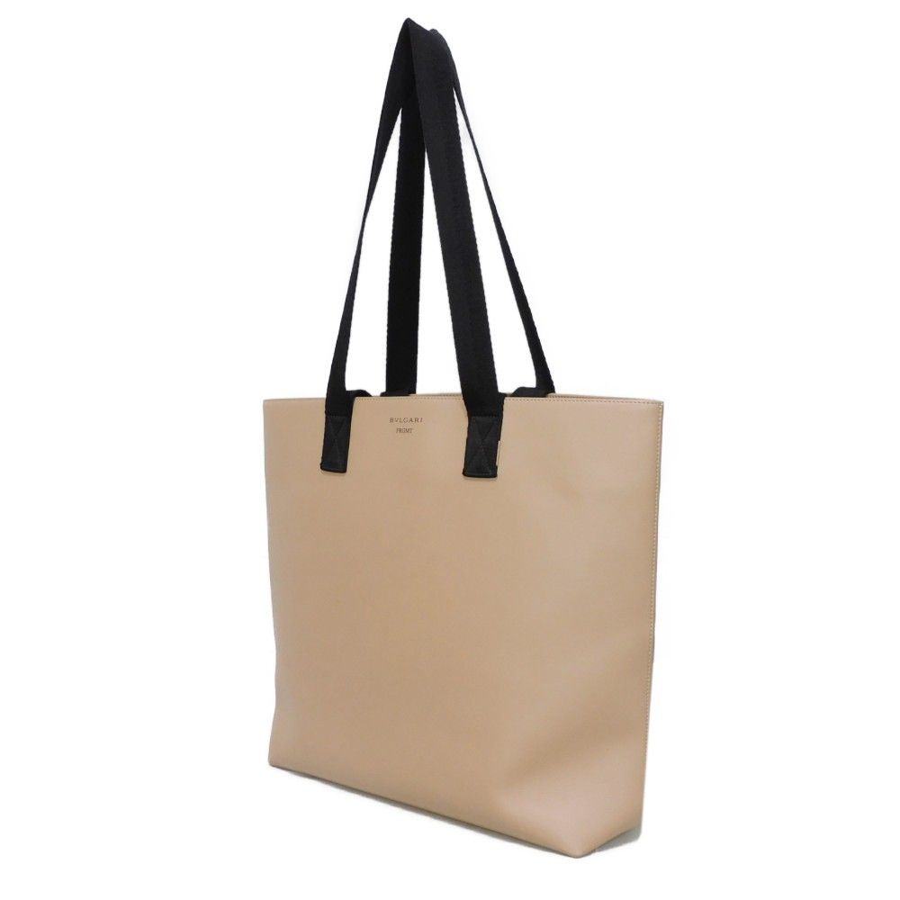 美品】BVLGARI ブルガリ スムースレザー トートバッグ ベージュ 美品】BVLGARI ブルガリ スムースレザー トートバッグ ベージュ
