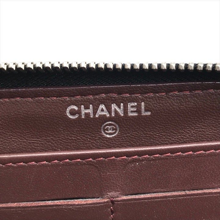 良品 CHANEL シャネル ココマーク マトラッセ ラウンドファスナー 長