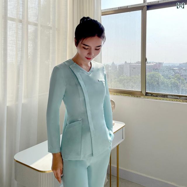 2XL レディース ファッション 業務 ユニフォーム 制服 コスプレ衣装 韓国スタイル 科 メンズ 医師 看護師 衣装 制服 スプリット スーツ 歯科 ケア スリム 美容院 ディレクター スリーブ