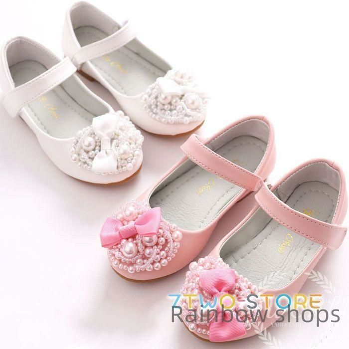 【新品未使用】フォーマルシューズ子供 靴 女の子 フォーマル キッズ 子供ドレス ジュニア 結婚式 発表会 ホワイトピンク axcp72