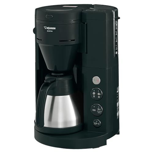 全自動|コーヒーカップ4杯 象印 コーヒーメーカー 珈琲通 全自動 1~4杯用 ミル一体型 挽き目-濃さ調節 選べるフィルター 丸洗いOK ステンレスサーバーつき ブラック EC-RT40-BA