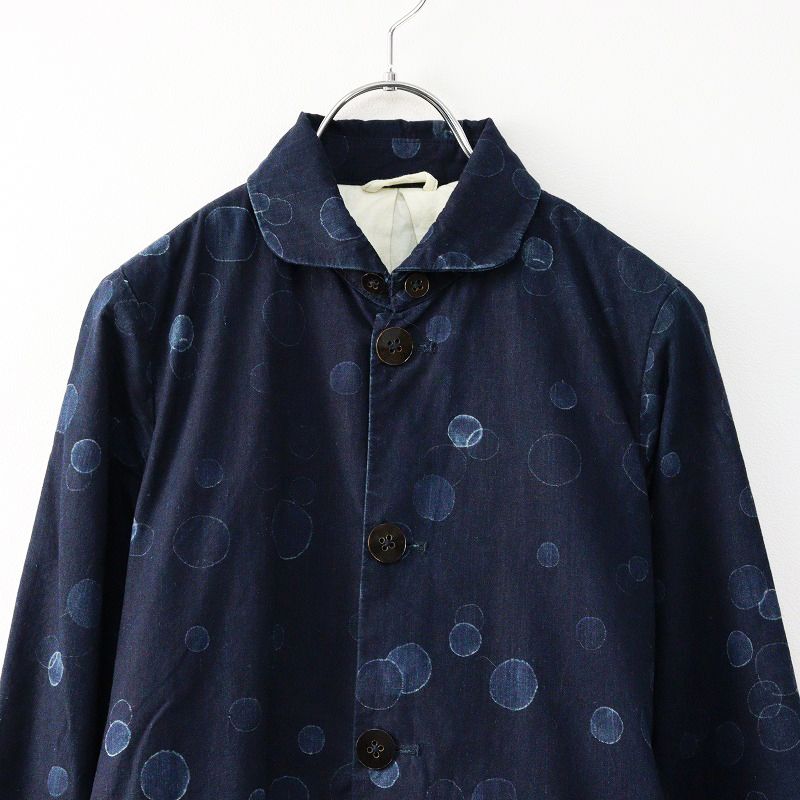 美品★パラスパレス インディゴ千鳥コート コットン サイズ3 生成り系　D103 美品☆パラスパレス インディゴ千鳥コート コットン サイズ3