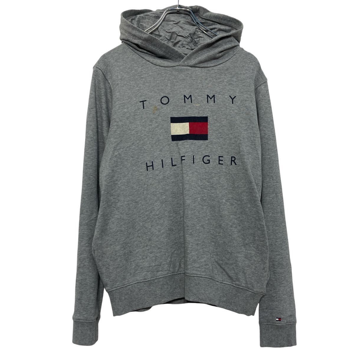 TOMMY HILFIGER プリント スウェット パーカー トミーフィルフィガー レディース L~ グレー 古着卸 アメリカ仕入 a609-5287