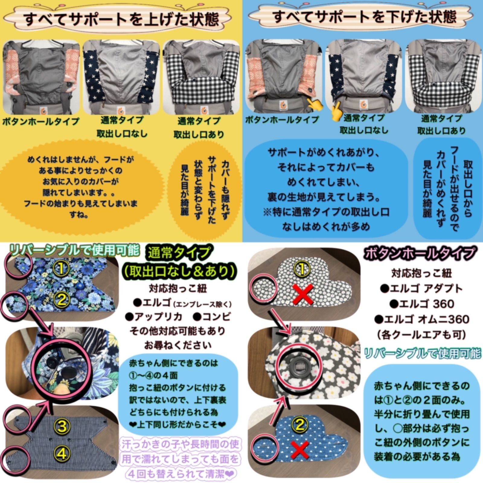 みー様☆オーダー確認用エルゴオリジナル用首回りカバー ハンドメイド 