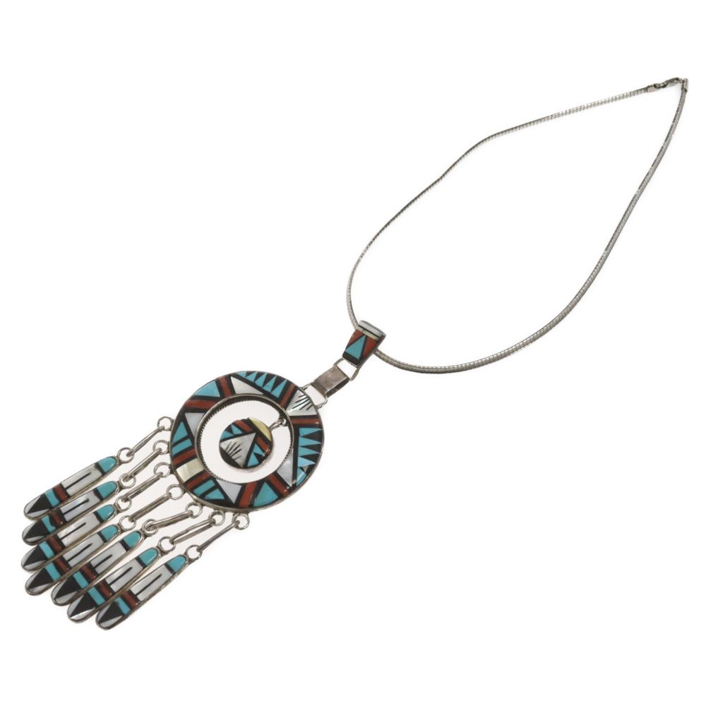 インディアンジュエリー フェザーネックレス インレイ INDIAN JEWELRY (インディアンジュエリー) ズニ族 B.R作