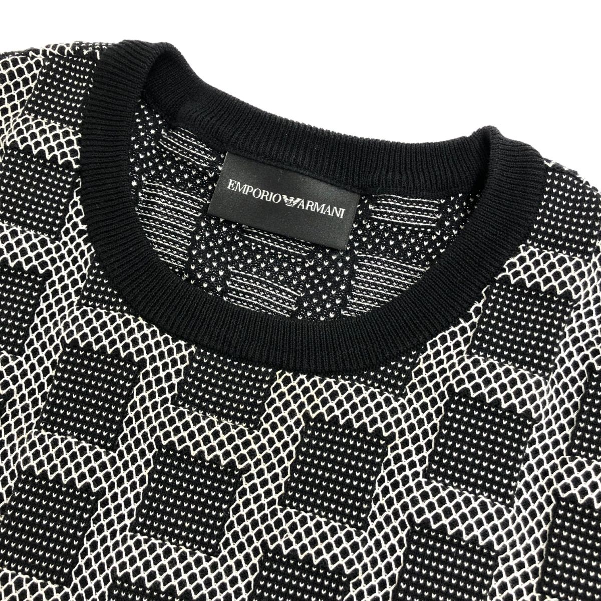 美品 EMPORIO ARMANI エンポリオアルマーニ 総柄 クルーネック ニット 
