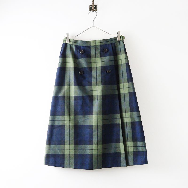 2025AW ロイスクレヨン Lois CRAYON タータンチェック ダブルボタン スカート M｜グリーン ネイビー 2400014644050