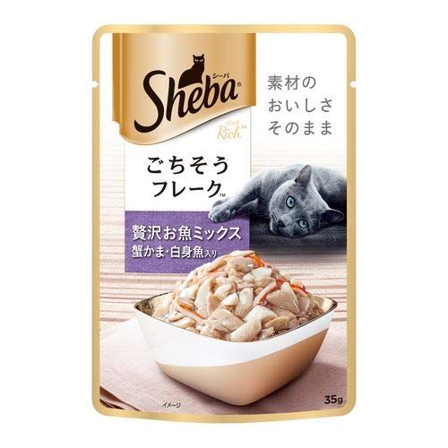 まとめ買い マースジャパン シーバ リッチ ごちそうフレーク 贅沢お魚ミックス 蟹かま 白身魚入り 35g 猫用 ×48セット