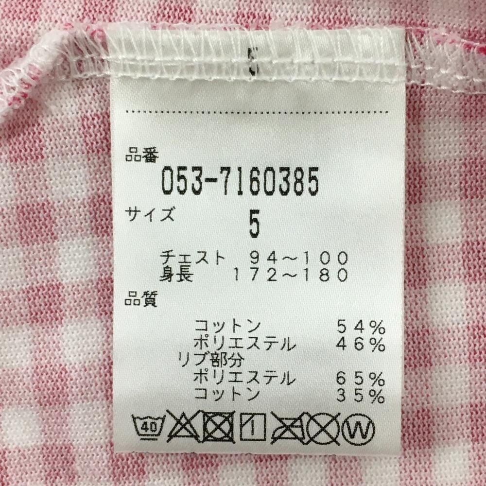 美品】パーリーゲイツ 半袖ポロシャツ ピンク×白 ギンガムチェック