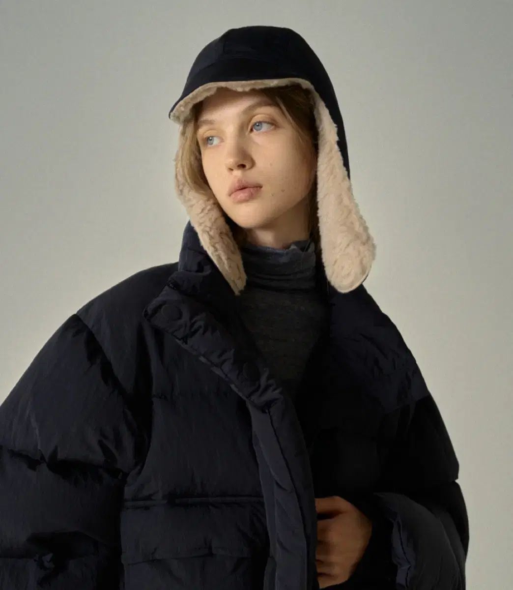 FACADE PATTERN ラムウール イヤーフラップ 冬 帽子 ブラック COLOR