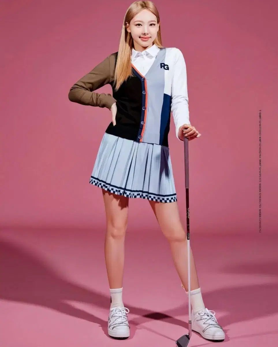 パーリーゲイツ レディース ブロック インターシャ Vネック カーディガン 0 55 ー ハーフ