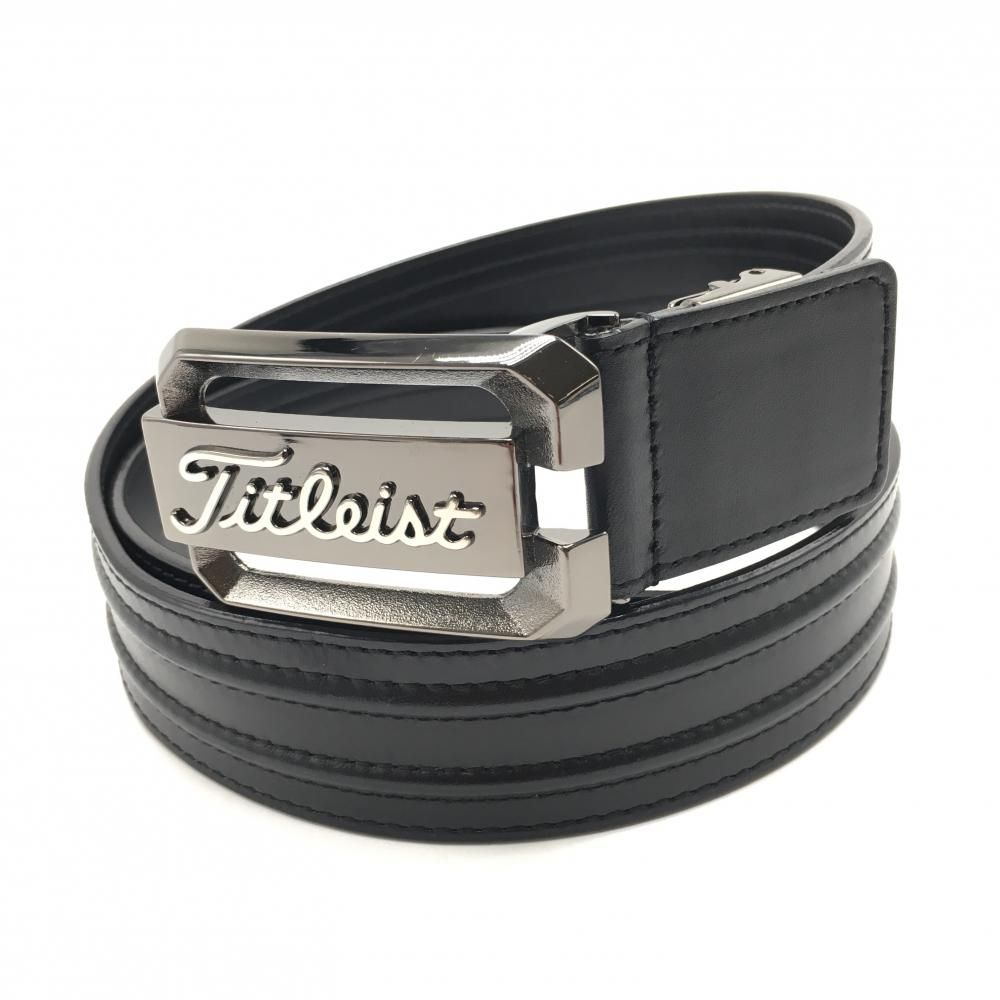 Titleist - 【美品】タイトリスト トップ式ベルト 黒 ロゴバックル  メンズ  ゴルフウェア TITLEIST 美品】タイトリスト トップ式ベルト 黒 ロゴバックル メンズ