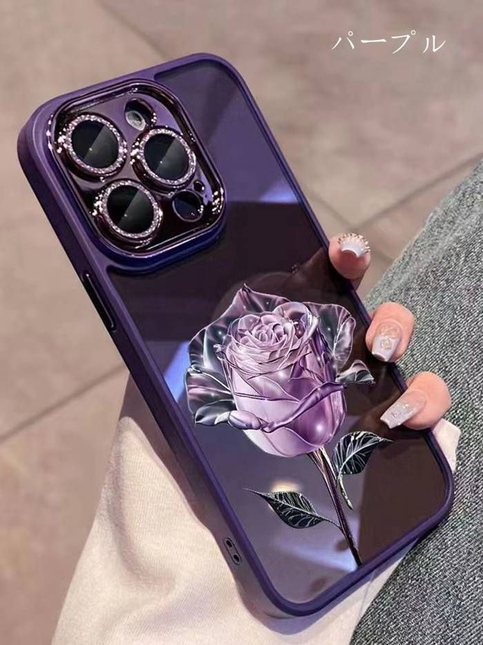 iphone16 スマホケース アイフォンケース 花 ローズ付き ケース