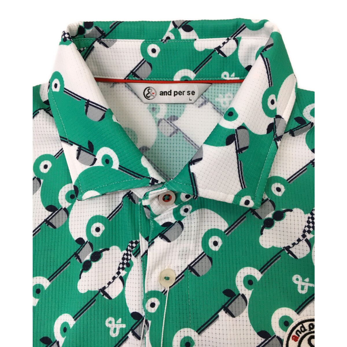 coco 未使用品 アンパスィ and per se メンズ 半袖ポロシャツ L 緑 【2024年春夏モデル】ストレッチ coco 未使用品 アンパスィ and per se メンズ 半袖ポロシャツ L