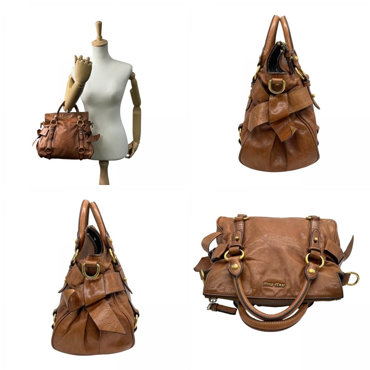miu miu ヴィッテロルクス ギャザー ハンドバッグ miu miu MIUMIU ミュウミュウ ヴィッテロリュクス 2WAY