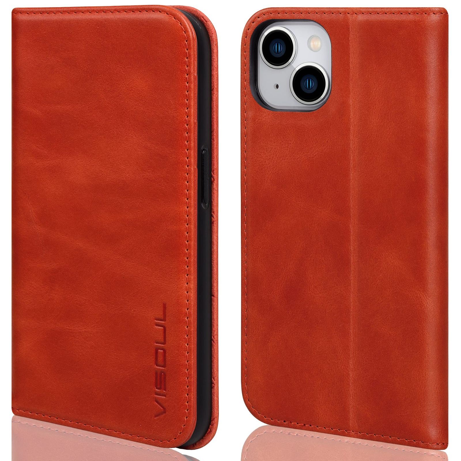 【特価セール】VISOUL iPhone14 ケース 手帳型 本革 アイフォン14 ケース 手帳型 本革 レザー スマホケース iPhone 14 手帳ケース 柔軟なTPU素材 カード収納 携帯ケース 全面保護 マグネット 横置きス