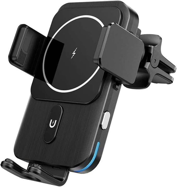 【在庫処分】SKULL CHARGE 車載ワイヤレス充電器 スマホホルダー 車 ワイヤレス充電 Qi認証 急速充電 15W/10W/7.5W/5W出力 片手操作 自動開閉 360度回転 エアコン吹き出し口などに適用 (ブラック)