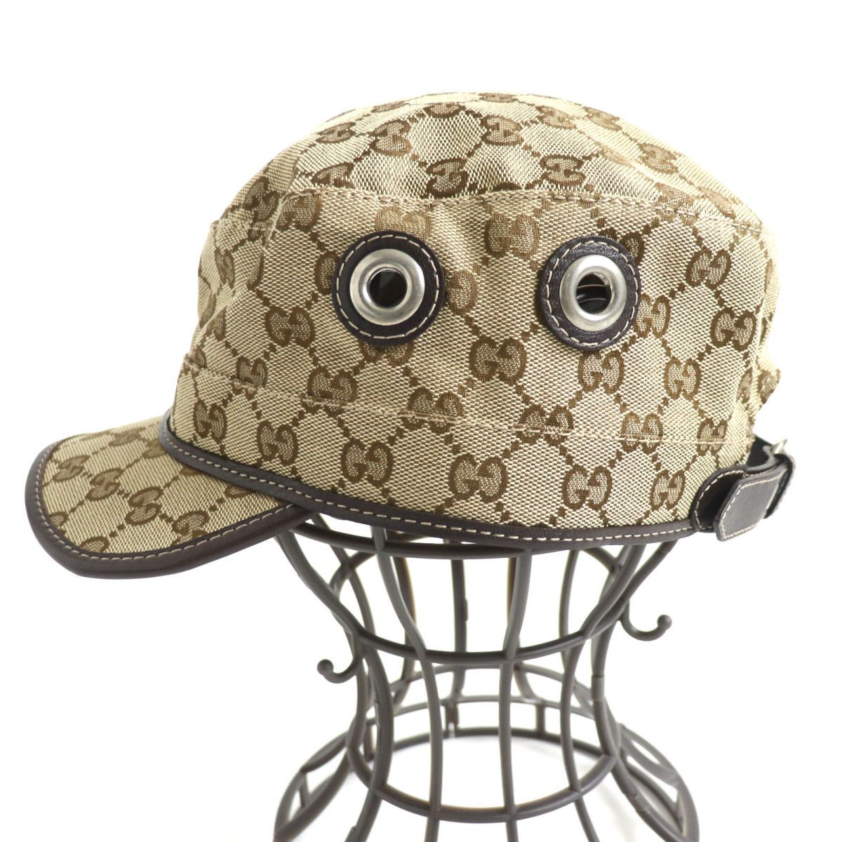 極美品□GUCCI/グッチ GGキャンバス レザーパイピング ホースビット