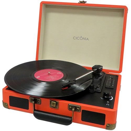 センター商事 CICONIA クラシカルレコードプレーヤー オレンジ TE-1907OR