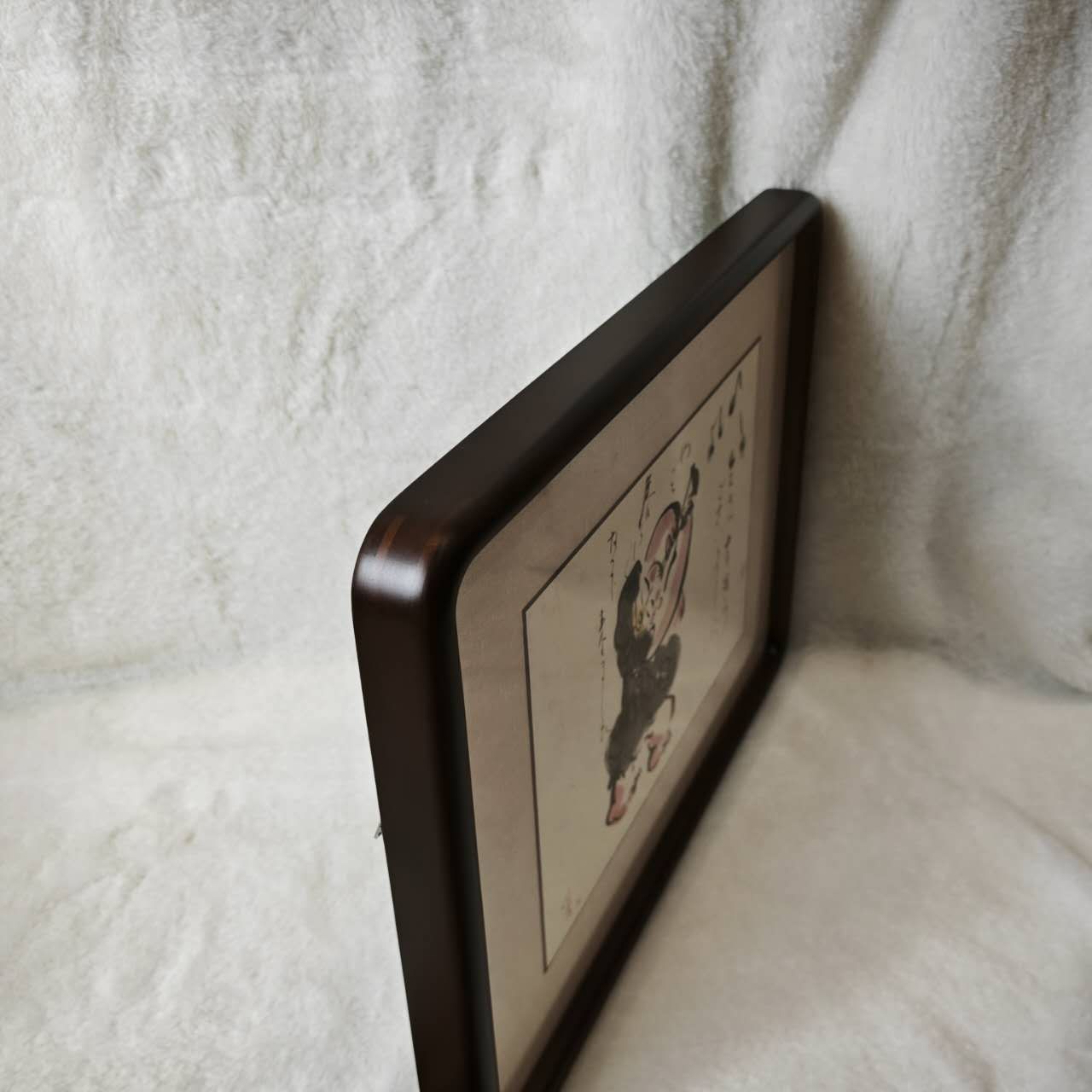 額装 横笛を吹くふくよかな童子