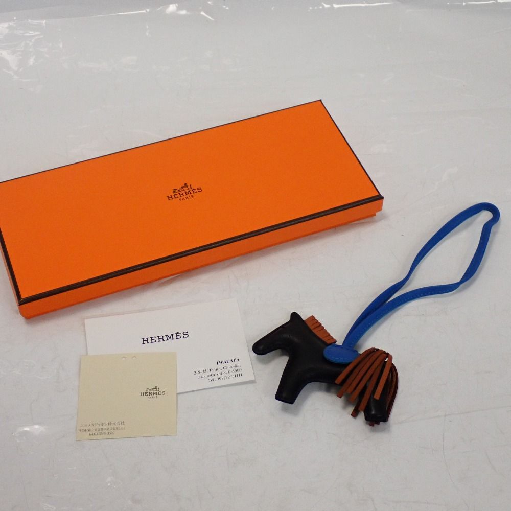 Th9880310 エルメス チャーム ロデオPM 馬 Z刻印 本革 ブラック系  