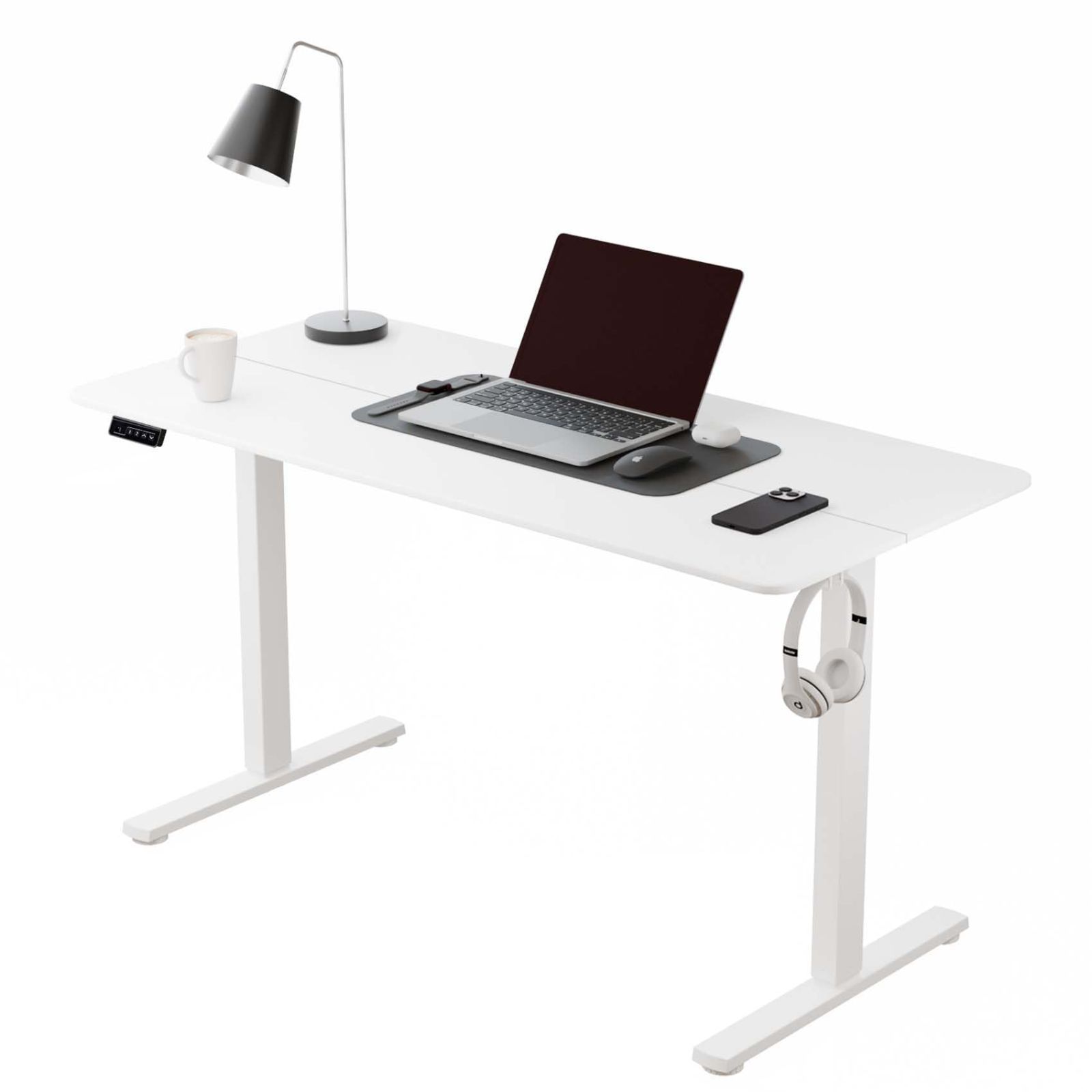 商品 ERGOMAKER 昇降デスク 110*60CM電動昇降デスク 高さ調節デスク 電動昇降式 机 掛けフック付く 静音モーター採用 ゲーミングデスク 昇降式 昇降テーブル パソコンデスク 調整記憶機能メモリー付く 天板付く ホワイト