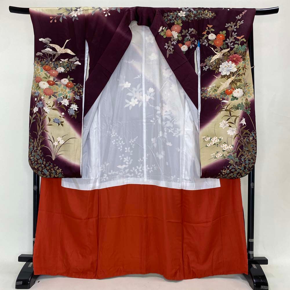 振袖 中古 葡萄茶 紫 正絹 古典 裄70cm 身丈166.5cm 美品 L サイズ 成人式 4040 振袖 中古 葡萄茶 紫 正絹 古典 裄70cm 身丈166.5cm 美品 L サイズ