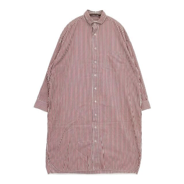 TICCA スクエアBIGシャツ シャツワンピ ストライプ ソメロス SOMELOS ワンピース ワインレッド ホワイト レディース ティッカ 5-1001M∞