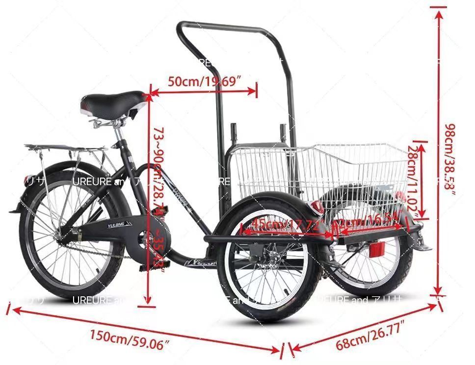 高品質☆高齢の三輪車、大人用、3輪自転車、快適な自転車、調節